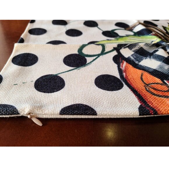 Pumpkin Decorative Pillow Cover Thanksgiving Farmhouse Cottage Fall Decor Plaid - Picture 6 of 7